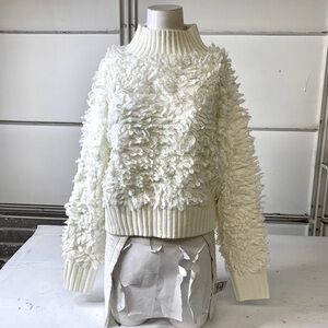 NWT Anthropologie MAEVE Callahan Mock-Neck Loop-Stitch Sweater Size S Ivory